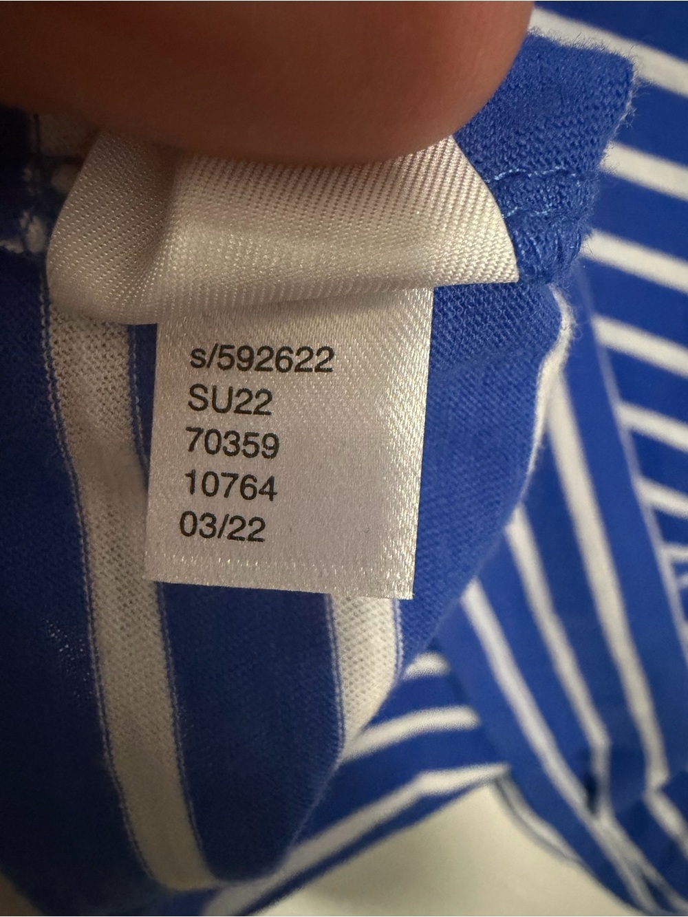 LOFT Blue White Stripe Flutter Sleeve Tee Petite Small - Picture 8 of 8